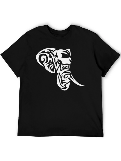 Tribal Elephant Graphic Black T-Shirt