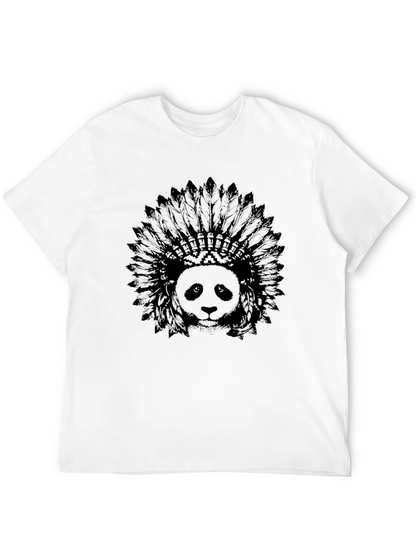 Panda Headdress Graphic Black T-Shirt