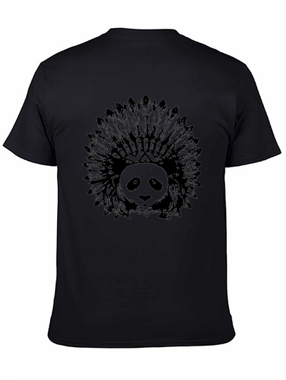 Panda Headdress Graphic Black T-Shirt