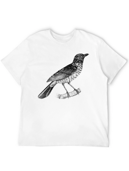 Mens Bird Print Black T-Shirt