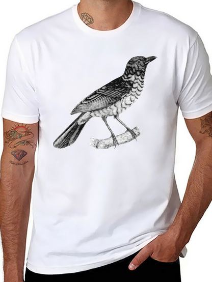 Mens Bird Print Black T-Shirt