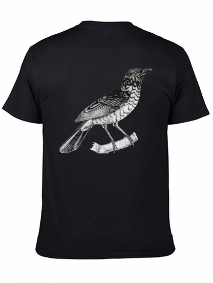 Mens Bird Print Black T-Shirt
