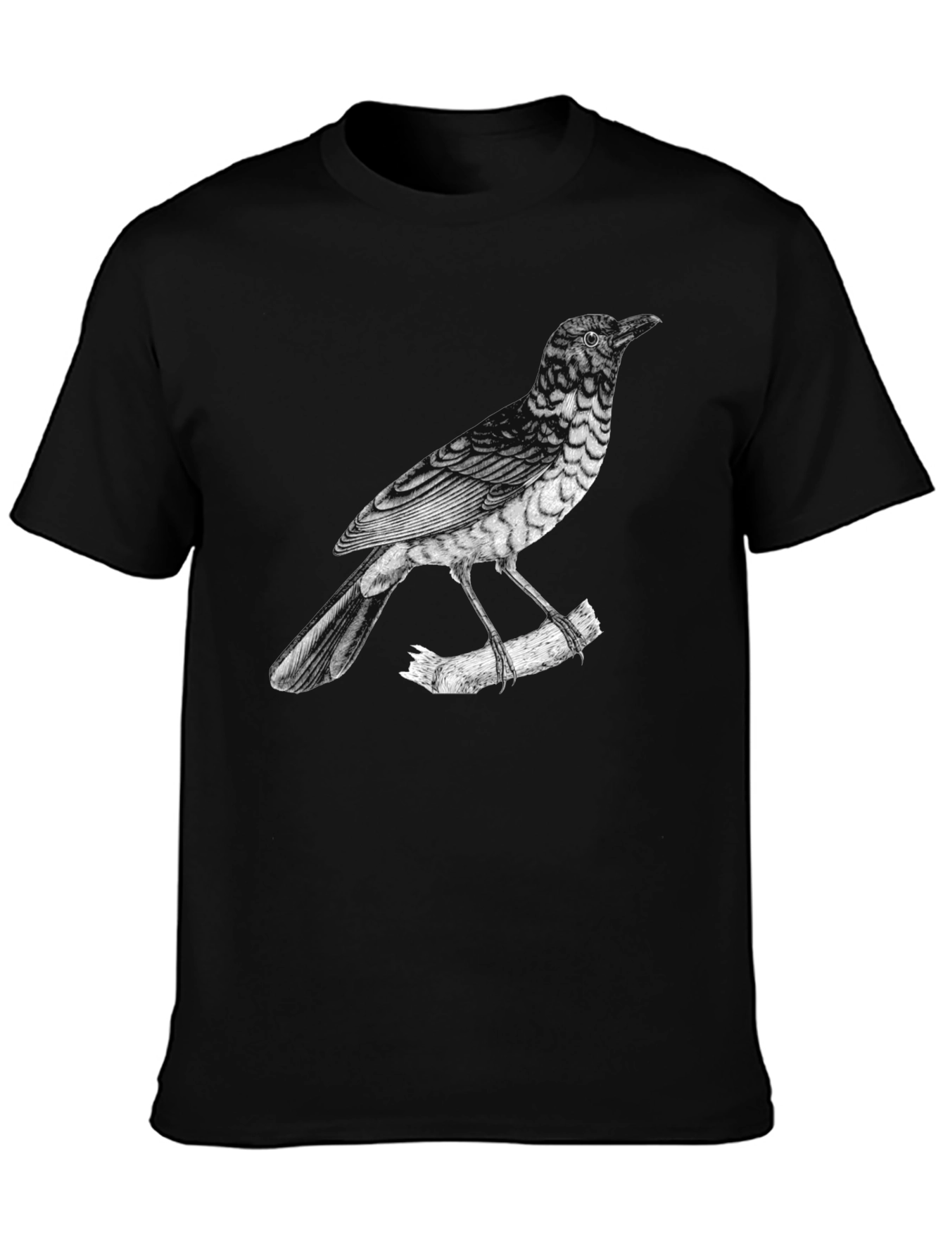 Mens Bird Print Black T-Shirt