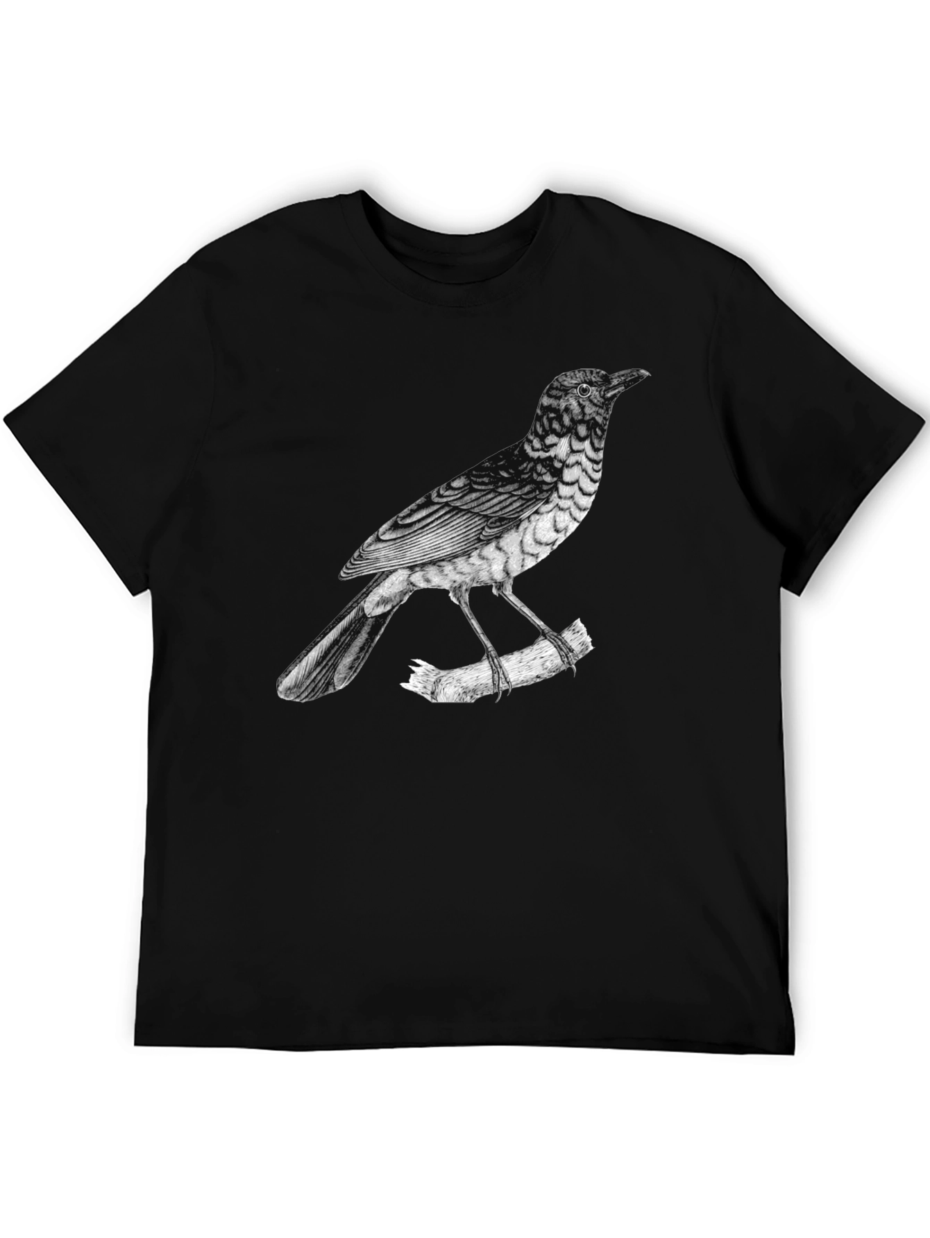 Mens Bird Print Black T-Shirt
