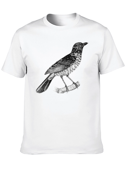 Mens Bird Print Black T-Shirt