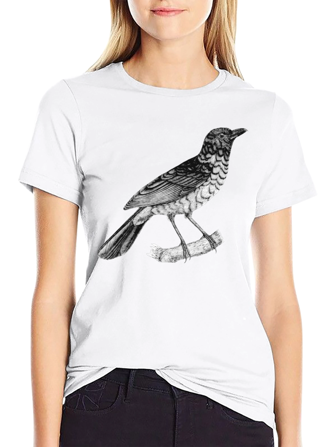 Mens Bird Print Black T-Shirt