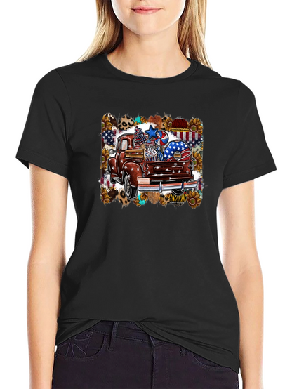 Patriotic Truck Graphic Tee - Mens Black T-Shirt