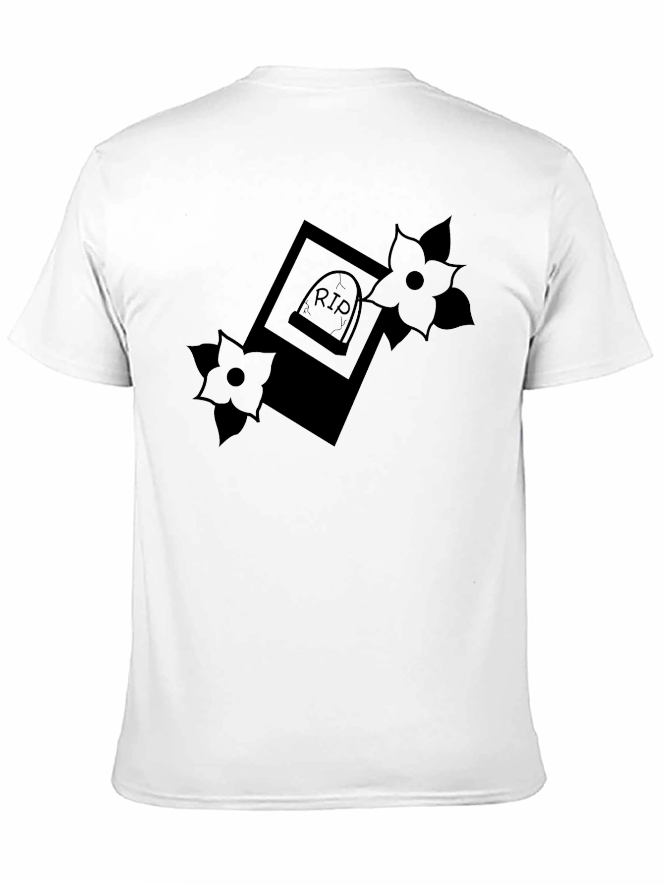 RIP Tombstone Floral Graphic Tee - Classic Black