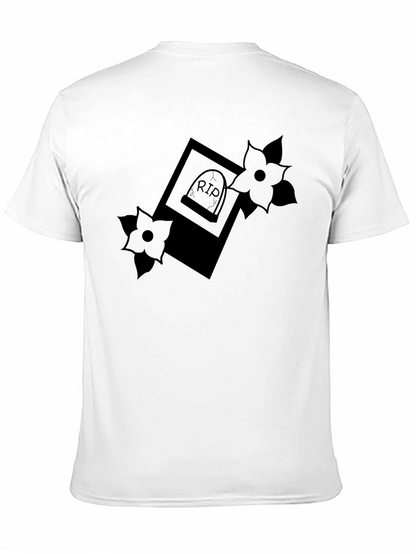 RIP Tombstone Floral Graphic Tee - Classic Black