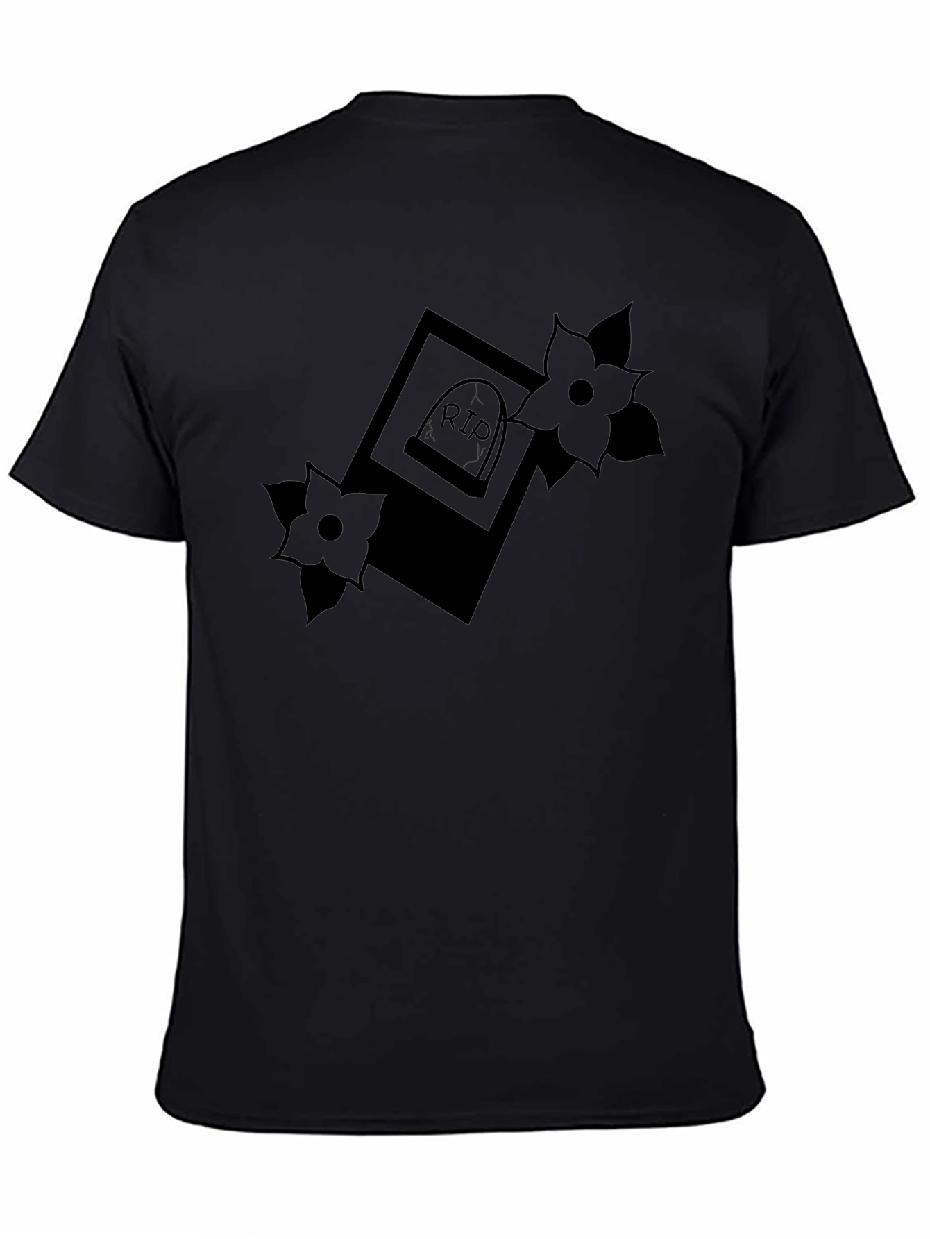 RIP Tombstone Floral Graphic Tee - Classic Black