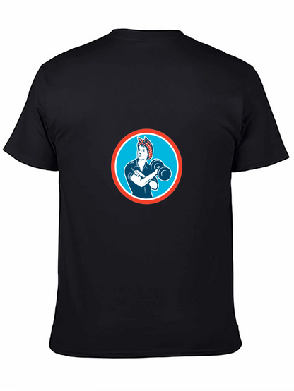 Retro Rosie the Riveter Graphic Tee - Black