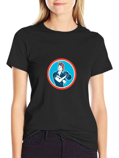 Retro Rosie the Riveter Graphic Tee - Black
