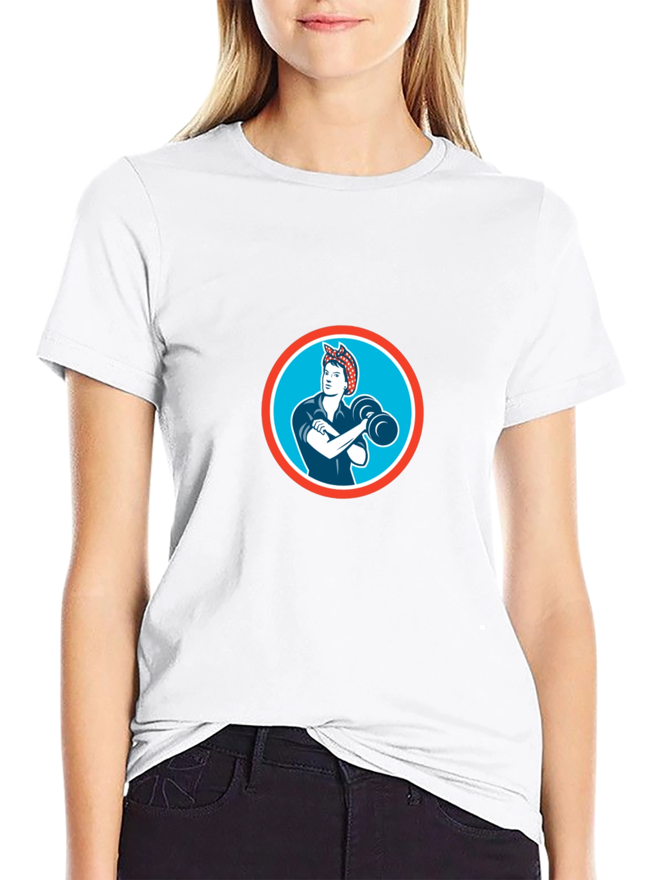 Retro Rosie the Riveter Graphic Tee - Black