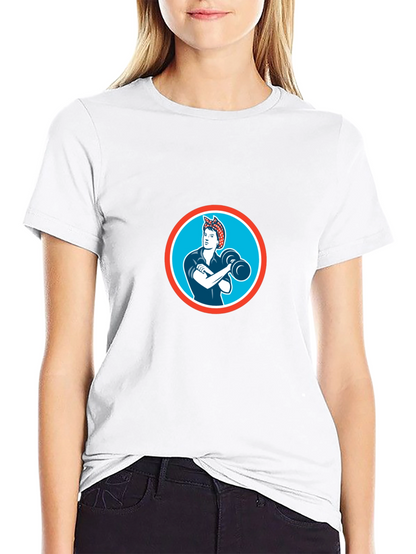 Retro Rosie the Riveter Graphic Tee - Black