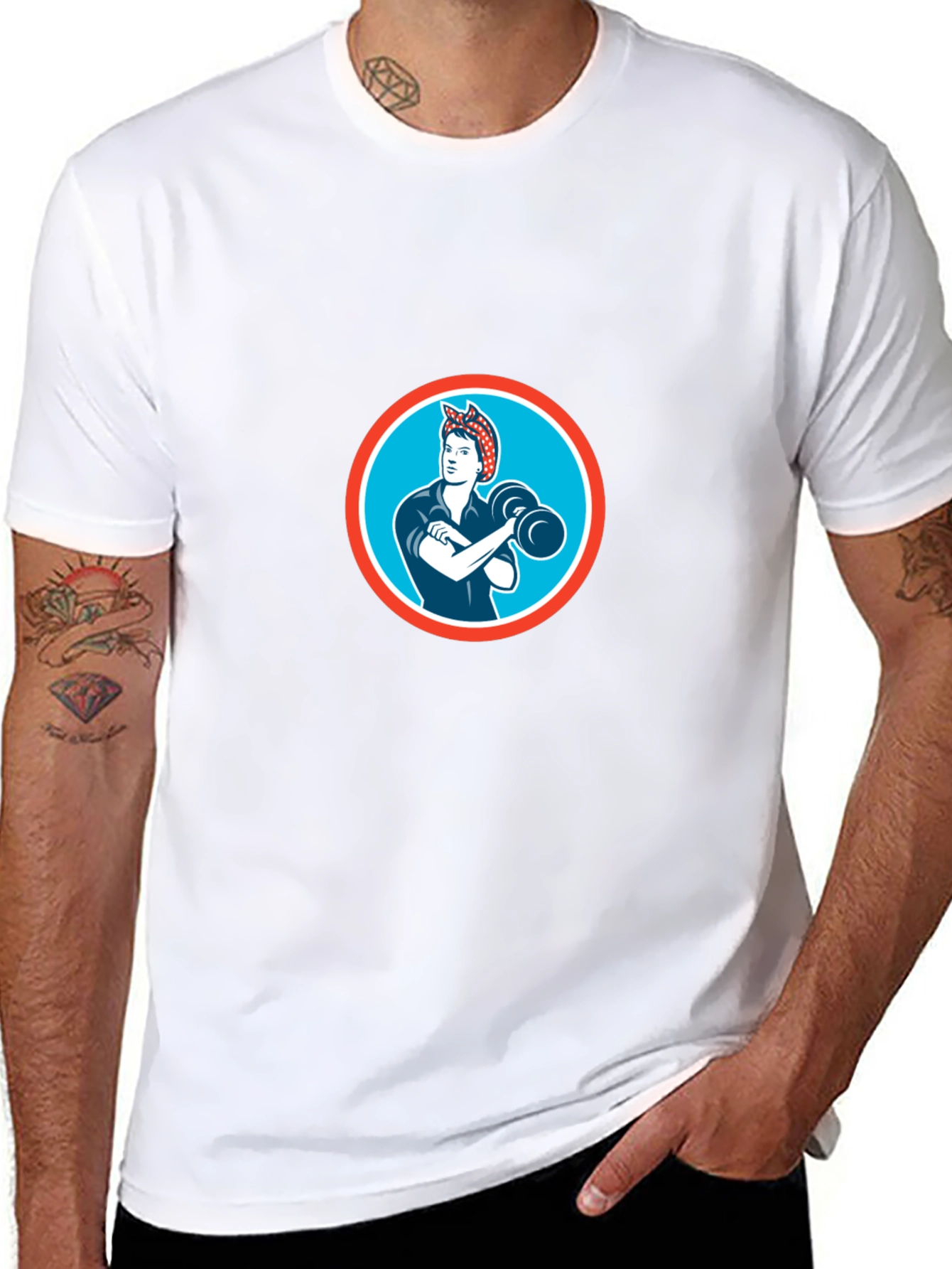 Retro Rosie the Riveter Graphic Tee - Black