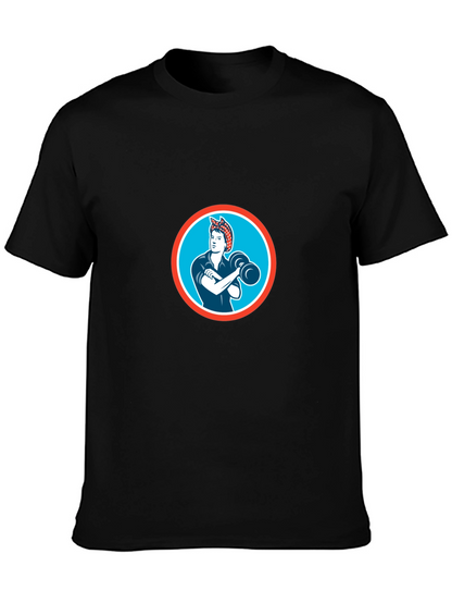 Retro Rosie the Riveter Graphic Tee - Black