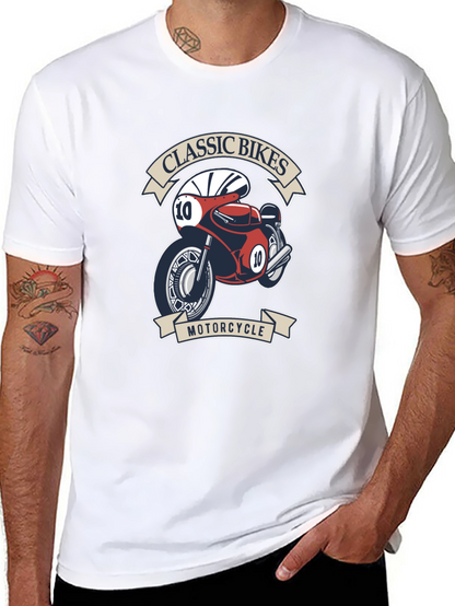 Classic Bikes Motorcycle Graphic T-Shirt - Black