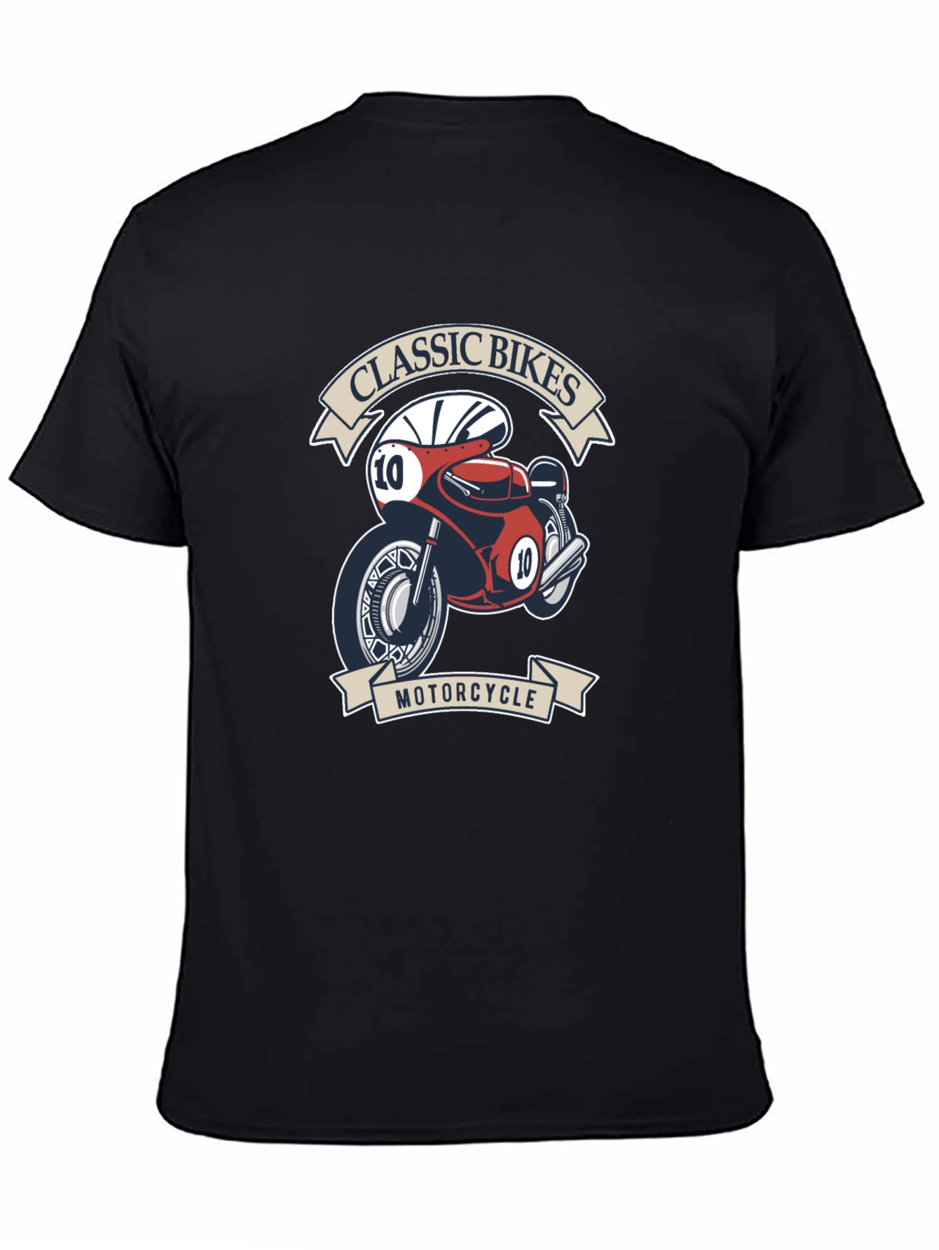 Classic Bikes Motorcycle Graphic T-Shirt - Black