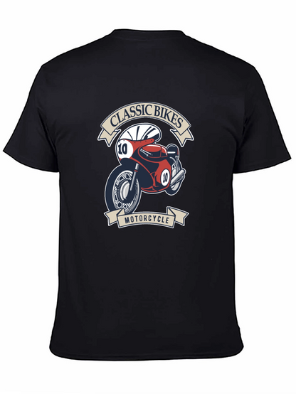 Classic Bikes Motorcycle Graphic T-Shirt - Black