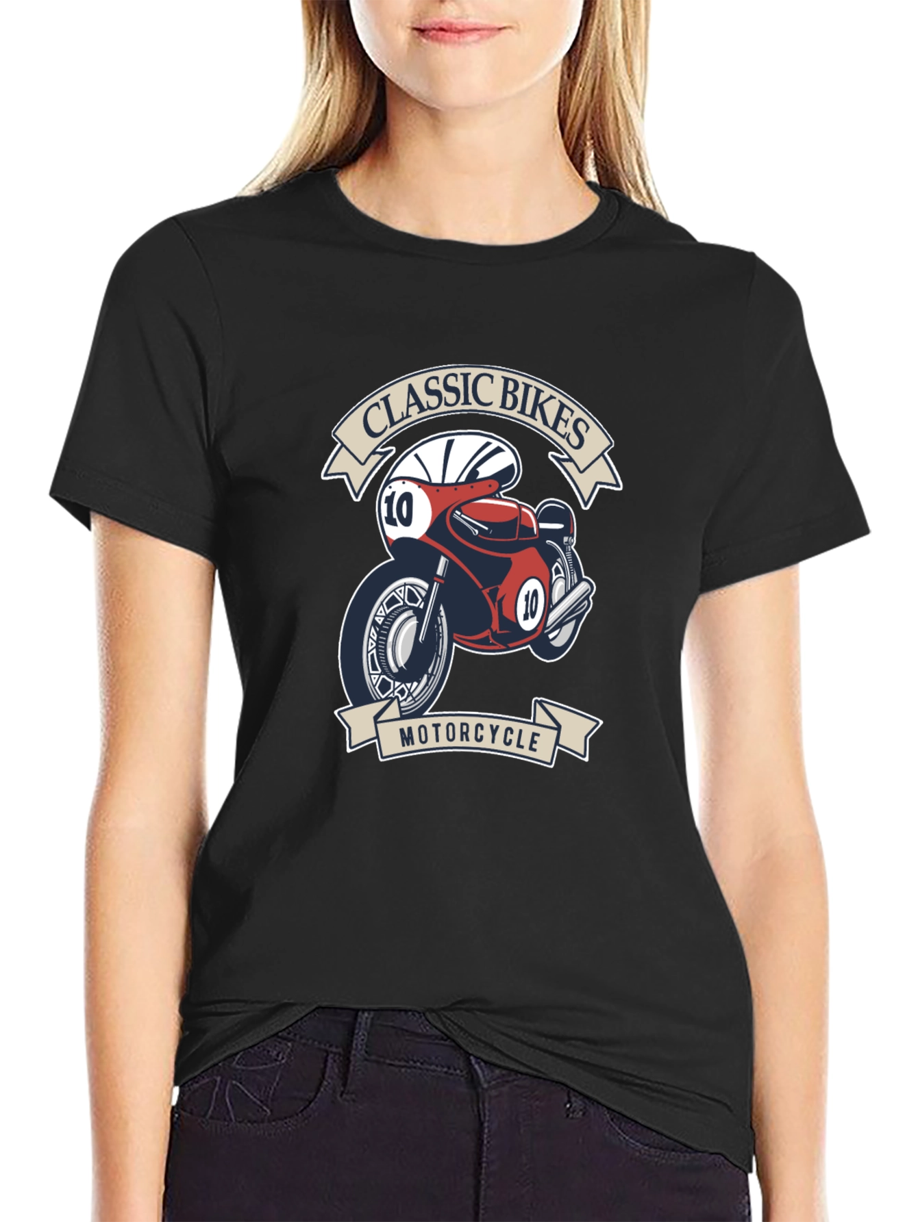 Classic Bikes Motorcycle Graphic T-Shirt - Black