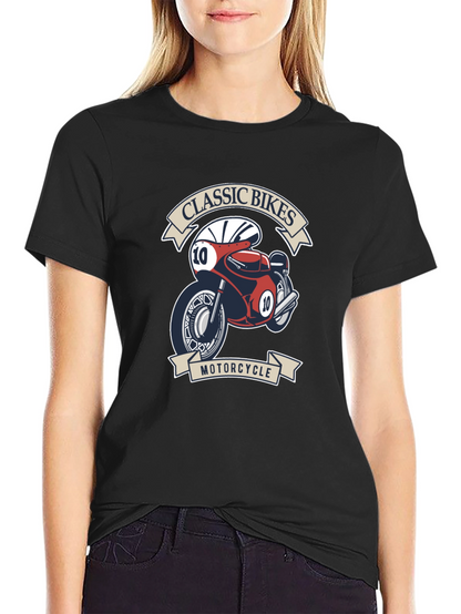 Classic Bikes Motorcycle Graphic T-Shirt - Black