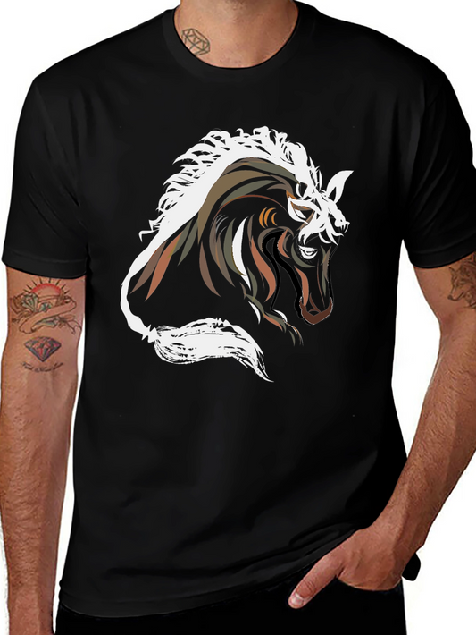 Horse Graphic Black T-Shirt - Stylish Animal Print Tee