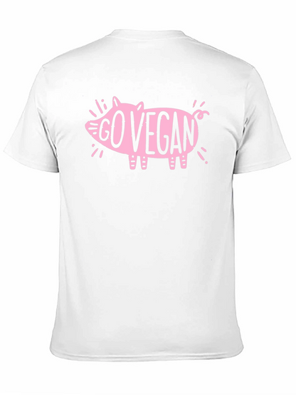 Go Vegan Pig Graphic T-Shirt - Black