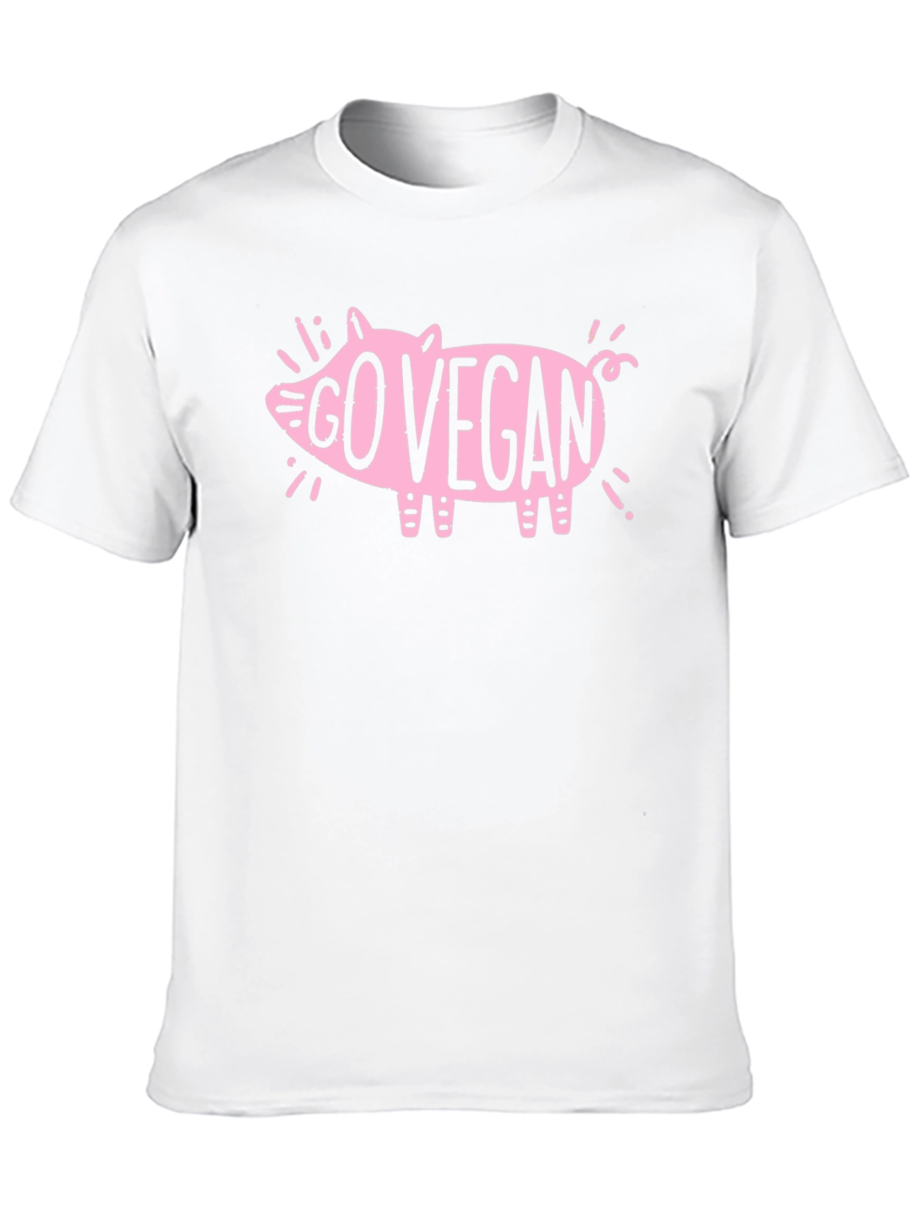 Go Vegan Pig Graphic T-Shirt - Black