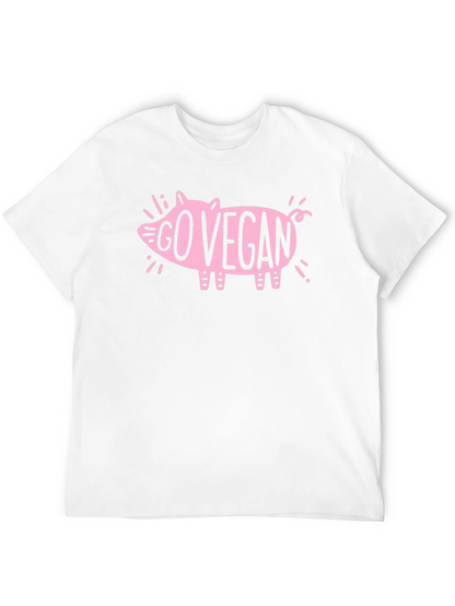 Go Vegan Pig Graphic T-Shirt - Black