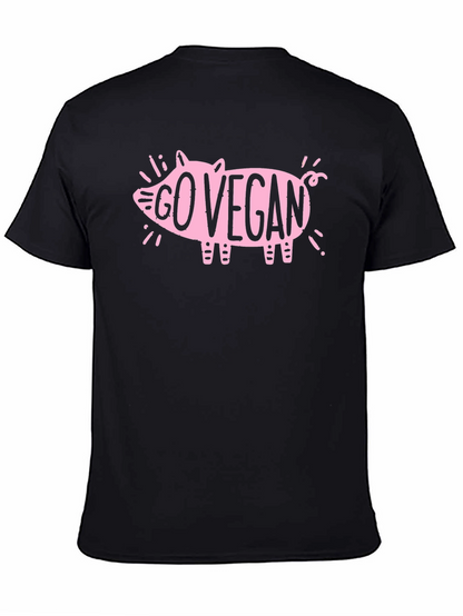 Go Vegan Pig Graphic T-Shirt - Black