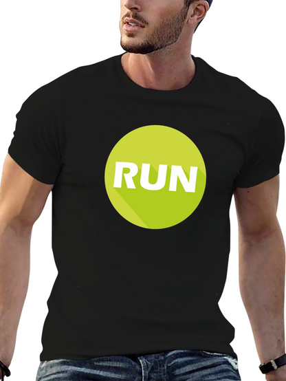 Run Graphic Tee - Mens Black Cotton T-Shirt