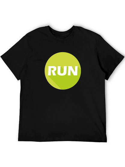 Run Graphic Tee - Mens Black Cotton T-Shirt