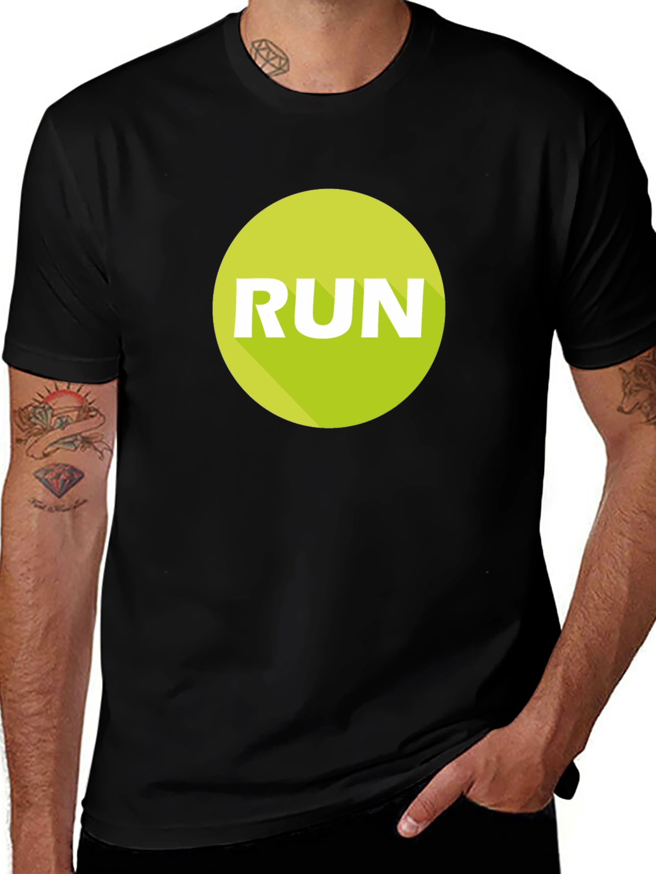 Run Graphic Tee - Mens Black Cotton T-Shirt