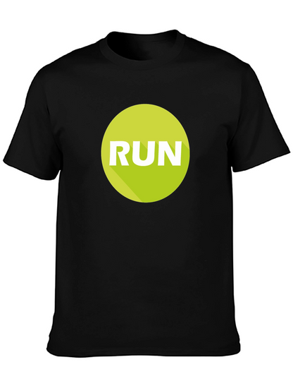 Run Graphic Tee - Mens Black Cotton T-Shirt