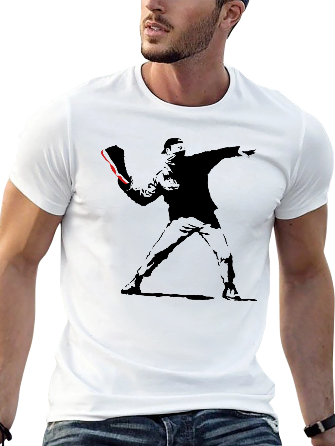 Banksy Flower Thrower Graphic Tee - Street Art Inspired