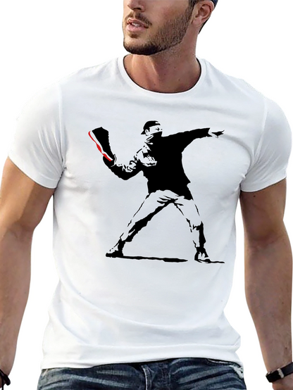 Banksy Flower Thrower Graphic Tee - Street Art Inspired