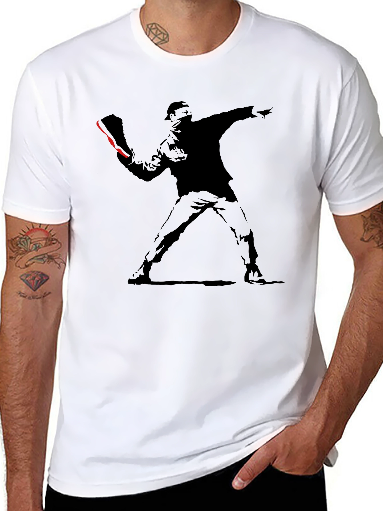 Banksy Flower Thrower Graphic Tee - Street Art Inspired