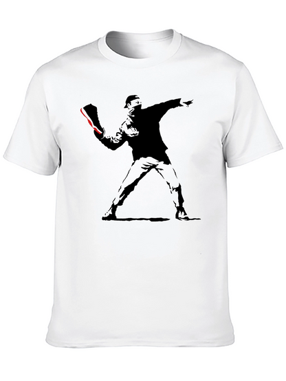 Banksy Flower Thrower Graphic Tee - Street Art Inspired