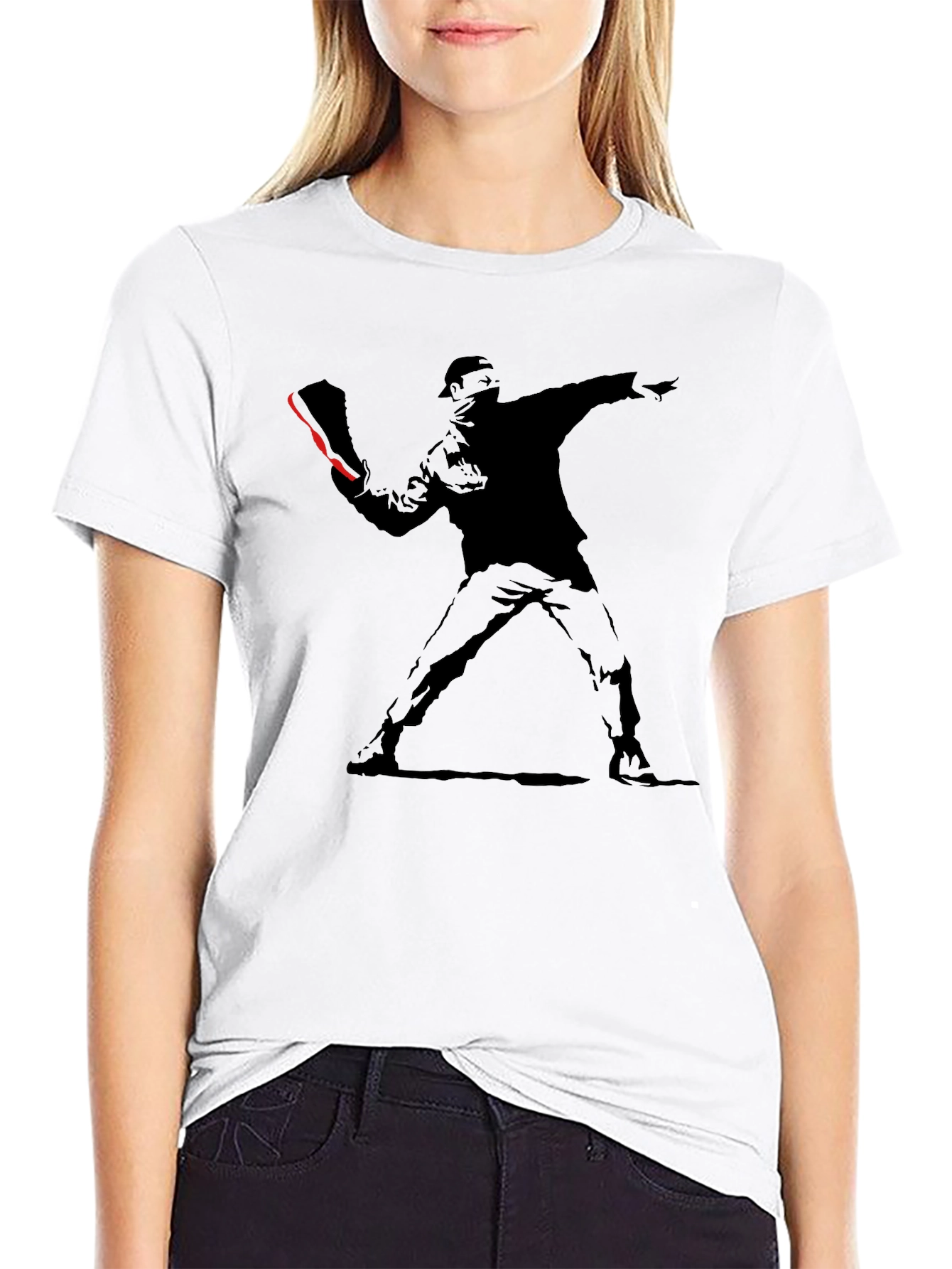 Banksy Flower Thrower Graphic Tee - Street Art Inspired