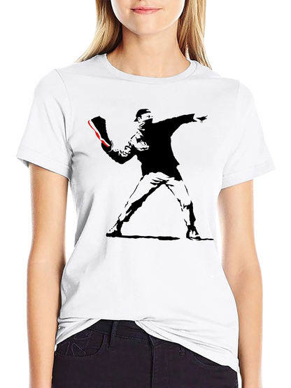 Banksy Flower Thrower Graphic Tee - Street Art Inspired