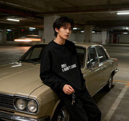 Edgy-Casual "99% I Don’t Care" Slogan Sweatshirt