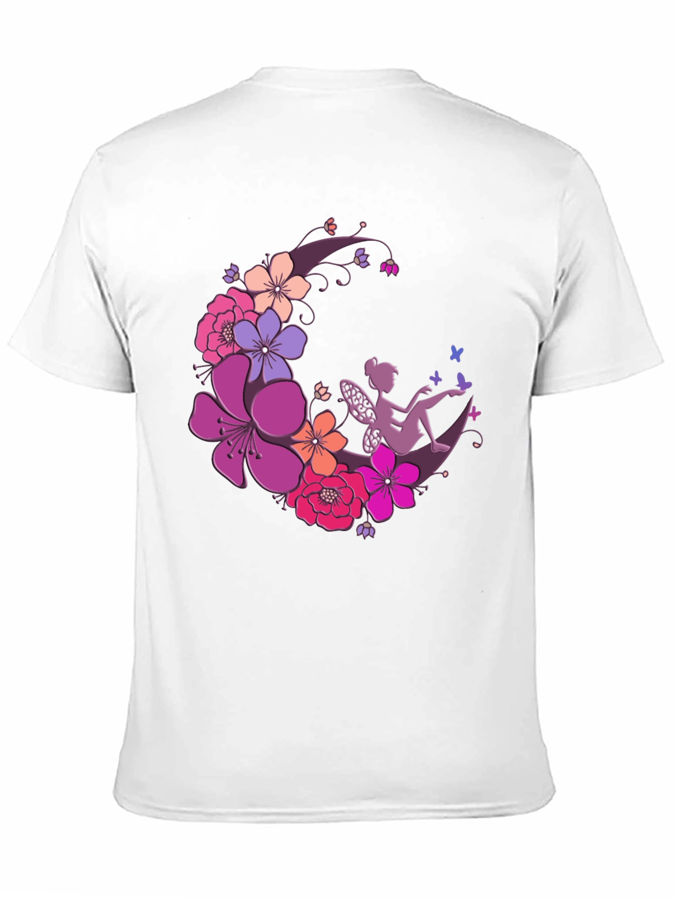Floral Fairy Moon Black T-Shirt