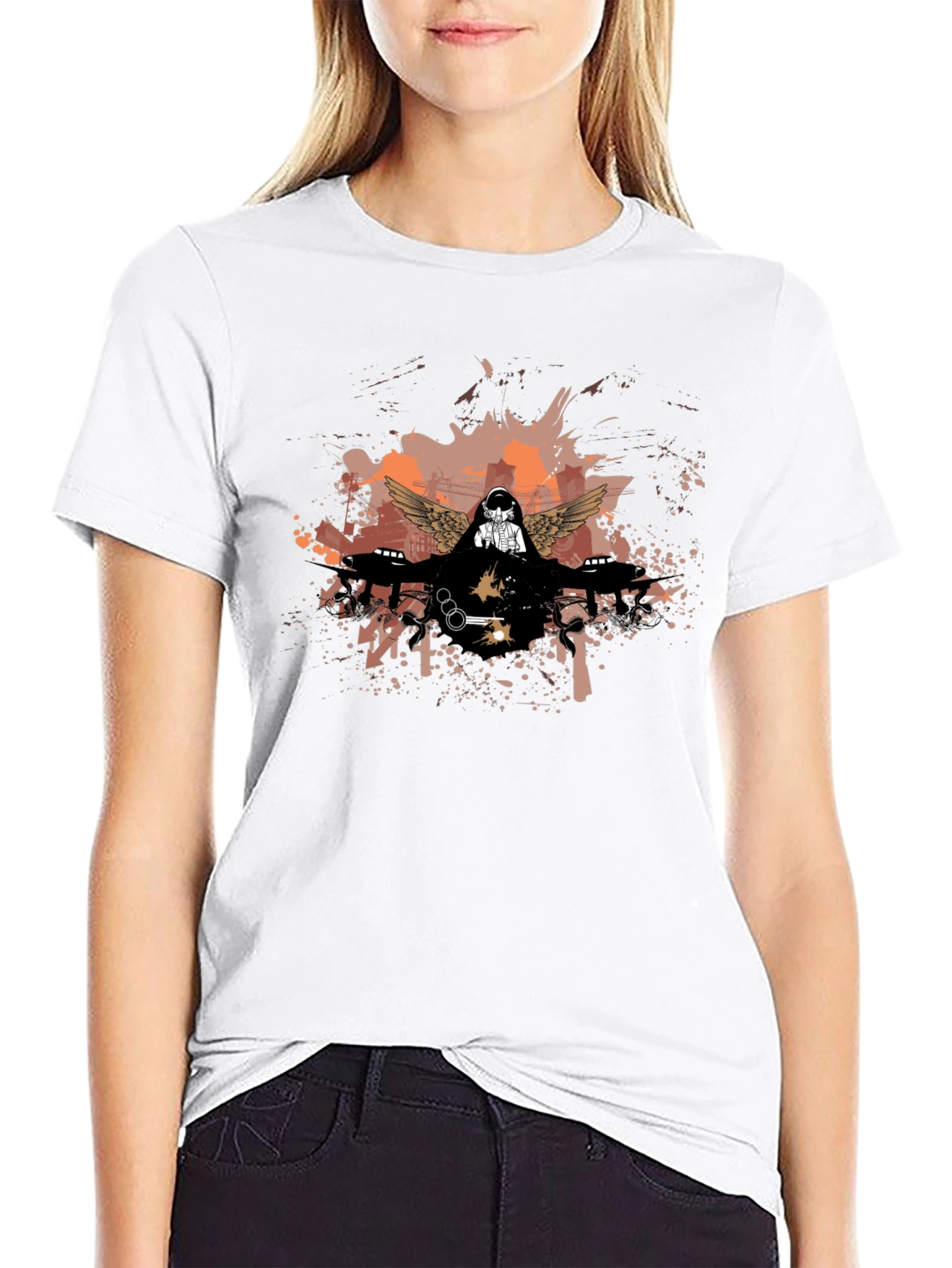 Edgy Graphic Print Black T-Shirt