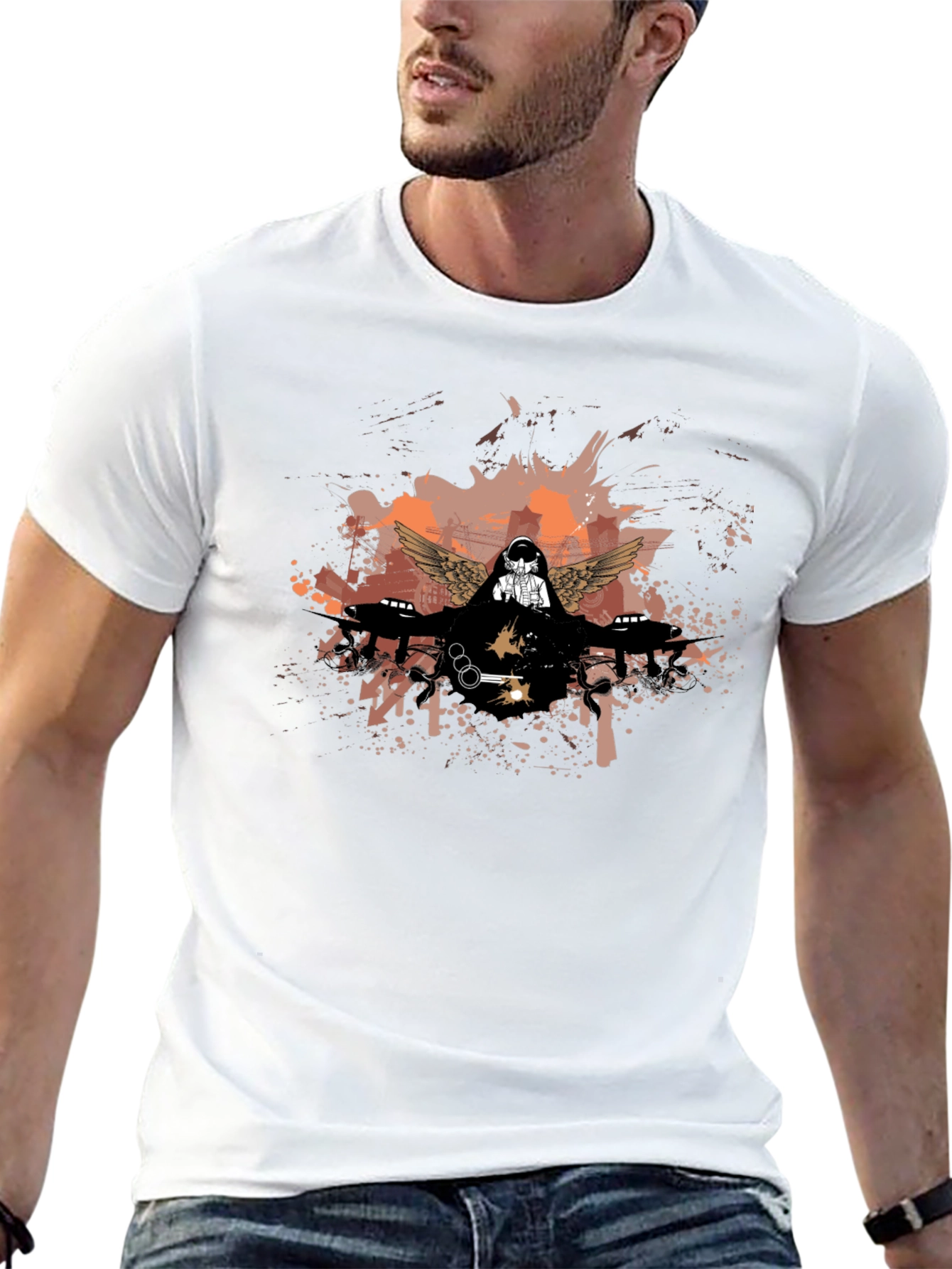 Edgy Graphic Print Black T-Shirt