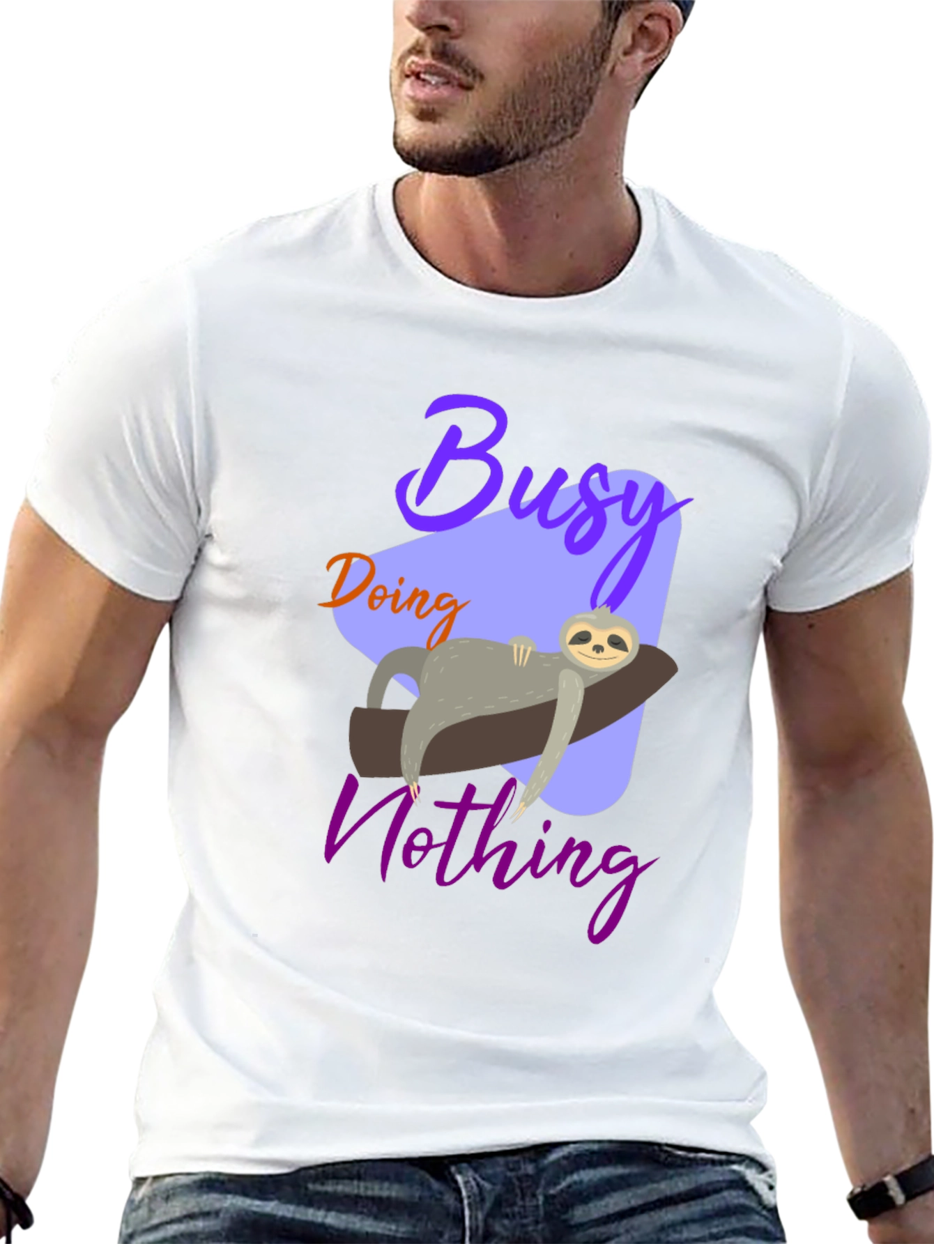 Busy Doing Nothing Sloth Graphic Tee - Relaxed Fit