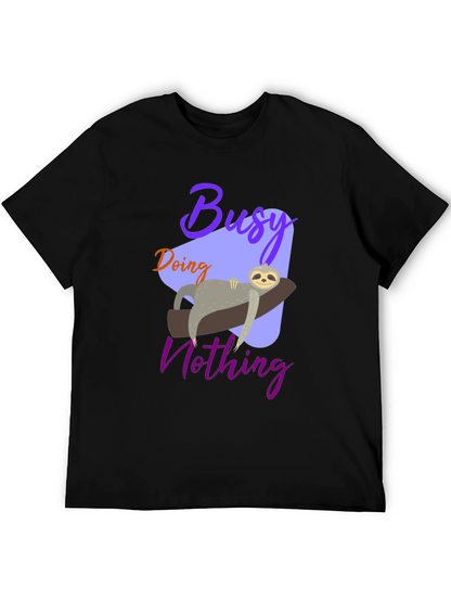 Busy Doing Nothing Sloth Graphic Tee - Relaxed Fit