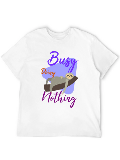 Busy Doing Nothing Sloth Graphic Tee - Relaxed Fit