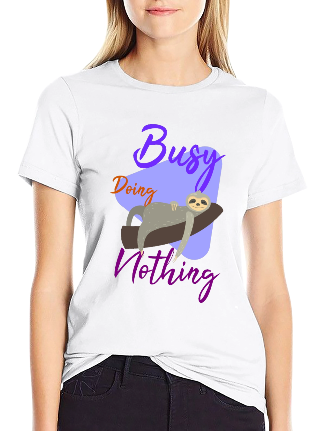 Busy Doing Nothing Sloth Graphic Tee - Relaxed Fit