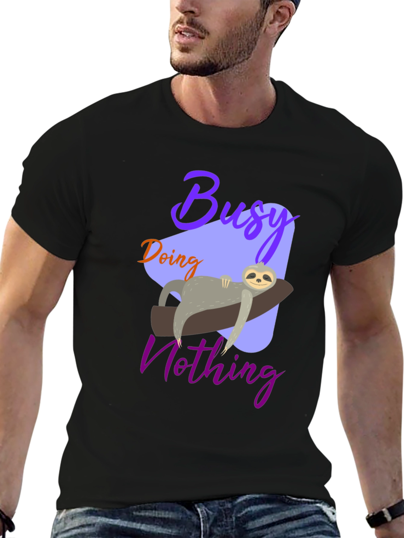 Busy Doing Nothing Sloth Graphic Tee - Relaxed Fit