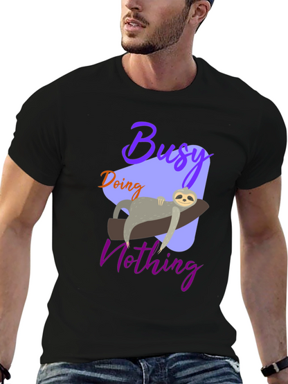 Busy Doing Nothing Sloth Graphic Tee - Relaxed Fit